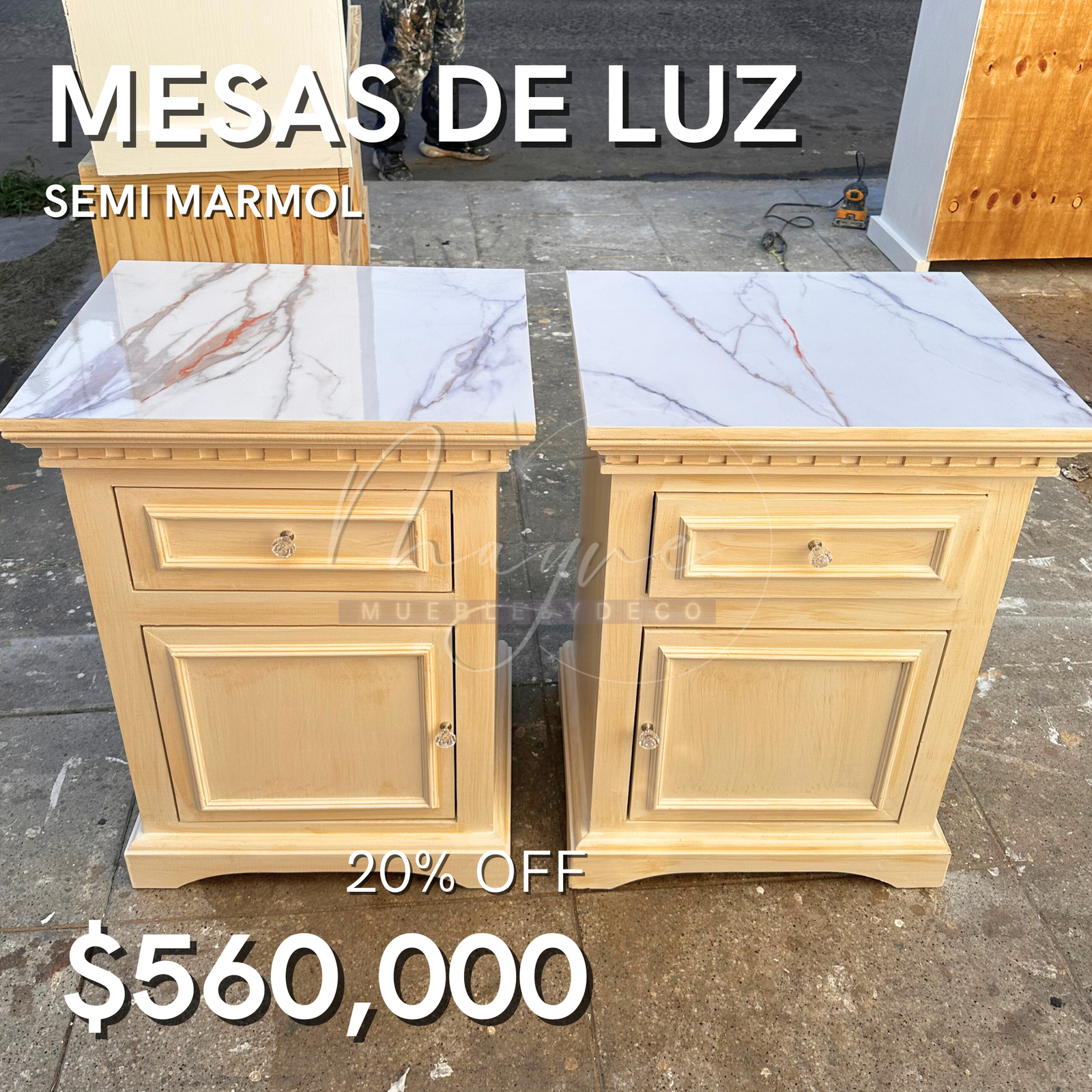 Mesas de Luz Semi Mármol